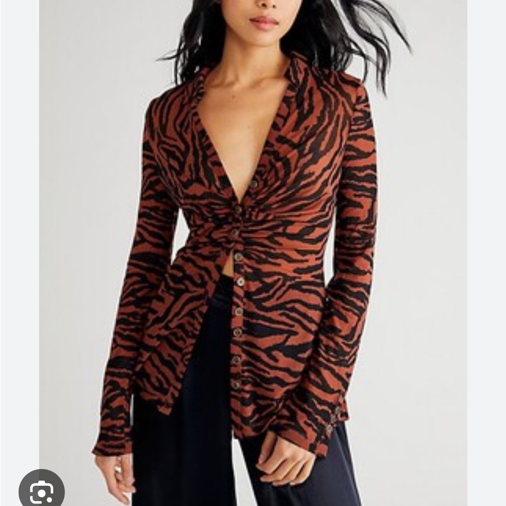 Free People Lucky Shirtee In Tiger Print
